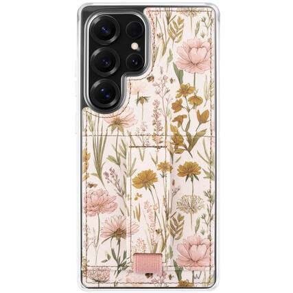 Front. Walli Cases - Walli Cases Samsung S25 Plus Phone Case with Wallet and Finger Strap - Petal Press - Petal Press.