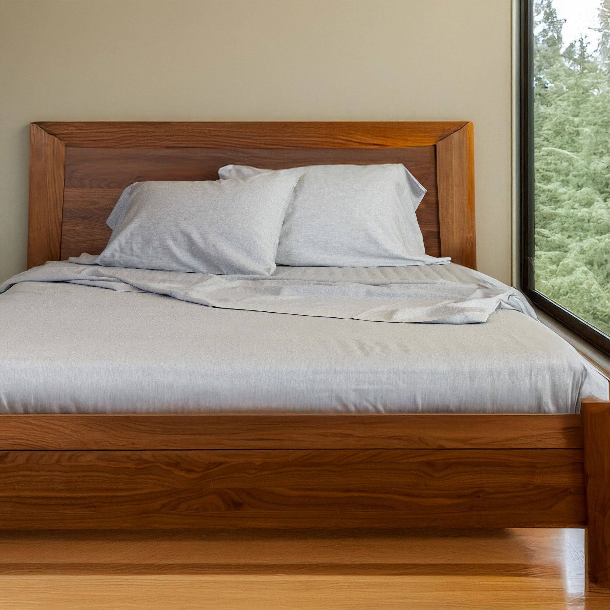 Alt View 3. BedVoyage - Melange viscose from Bamboo Cotton Bed Sheet - Grey.