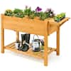Front. Costway - Raised Garden Bed Elevated Planter Box Kit w/8 Grids & Folding Tabletop - Yellow.