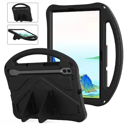 Front. Dteck - For Samsung Galaxy Tab S10 FE/S9 FE/S9/S8/S7 11-inch Lightweight EVA Shockproof Handle Stand Kids Case Cover - Black.
