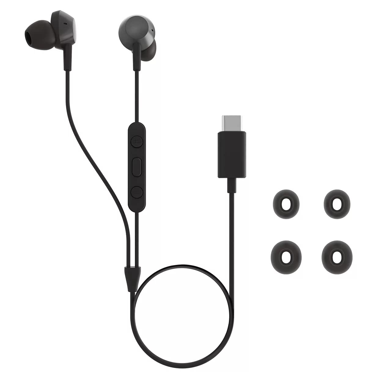 Alt View 1. Philips - In-Ear USB C Wired Earbuds With Mic, Powerful Bass, In Ear Headphones, TAE5008 - Black.