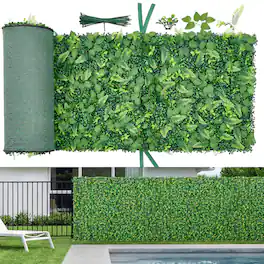 VEVOR - Artificial Plant Wall, 4 PCS, Each Panel 2 x 8 ft Artificial Boxwood Panels, Sun Protection Greenery Backdrop Privacy - Green