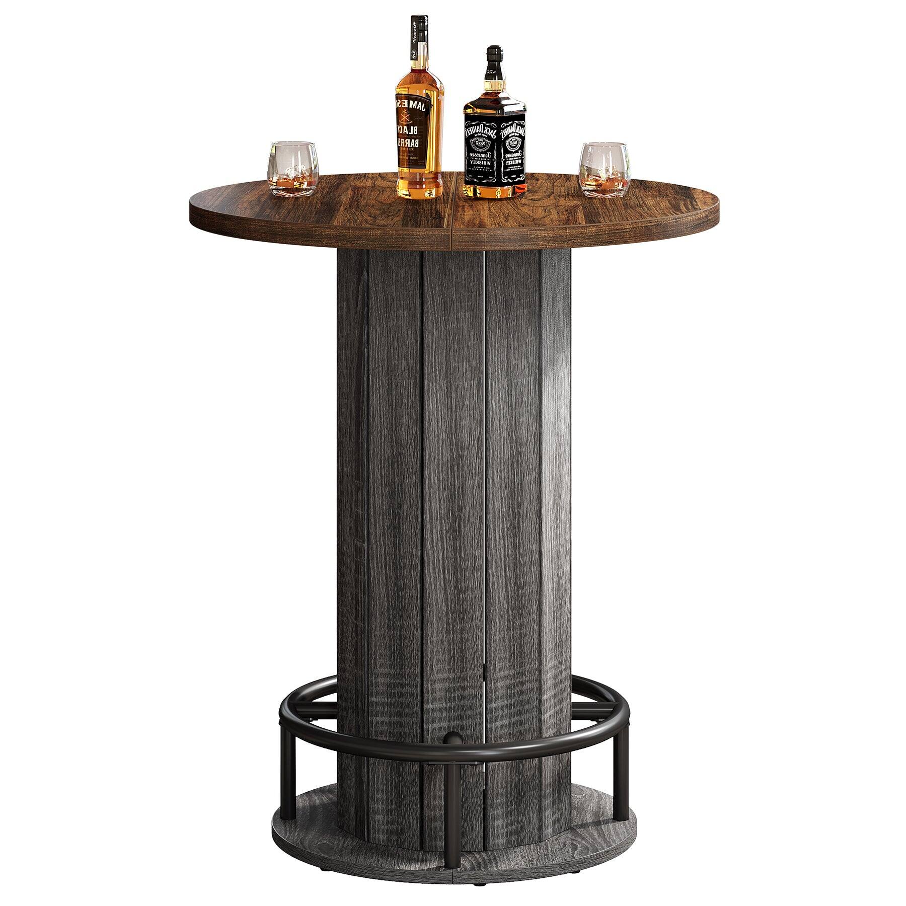 Tribesigns Bar Table with Wood Construction, Footrest, Wood Grain ...