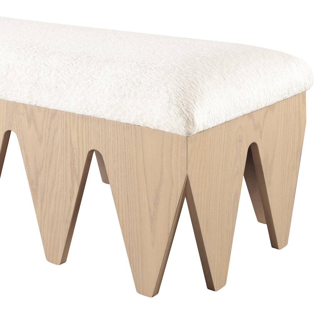 Alt View 4. Meridian Furniture - Altair Cream Velour Fur Fabric Bench - Beige.
