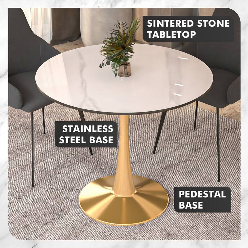 Sintered Stone Tabletop  
Stainless Steel Base  
Pedestal Base