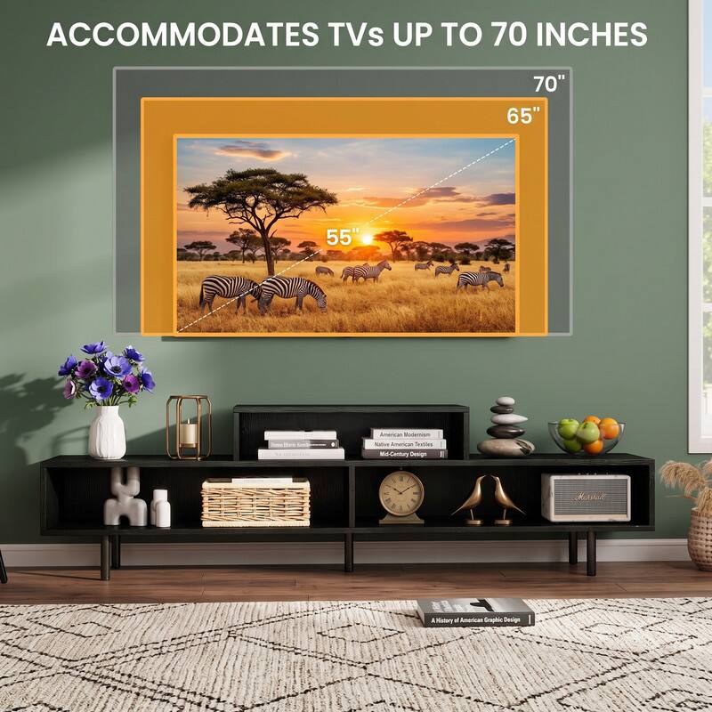 ACCOMMODATES TVs UP TO 70 INCHES

70" 65" 55"

American Modernism Native American Textiles Mid-Century Design

Meritalt

A History of American Graphic Design