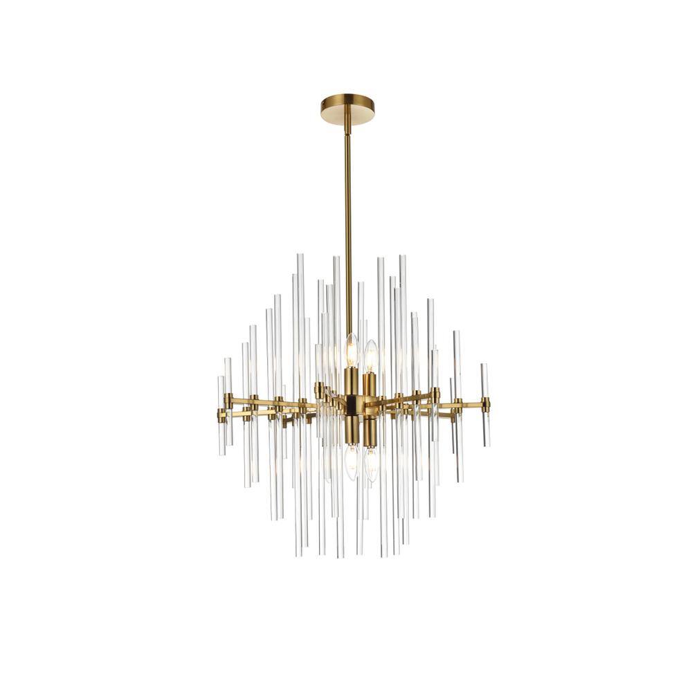Alt View 1. Elegant Lighting - Sienna 23 inch crystal rod pendant in gold - Gold.