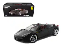 Ferrari 458 Italia Spider Matt Black Elite Edition 1/18 Diecast Car Model by Hot Wheels - Matte Black