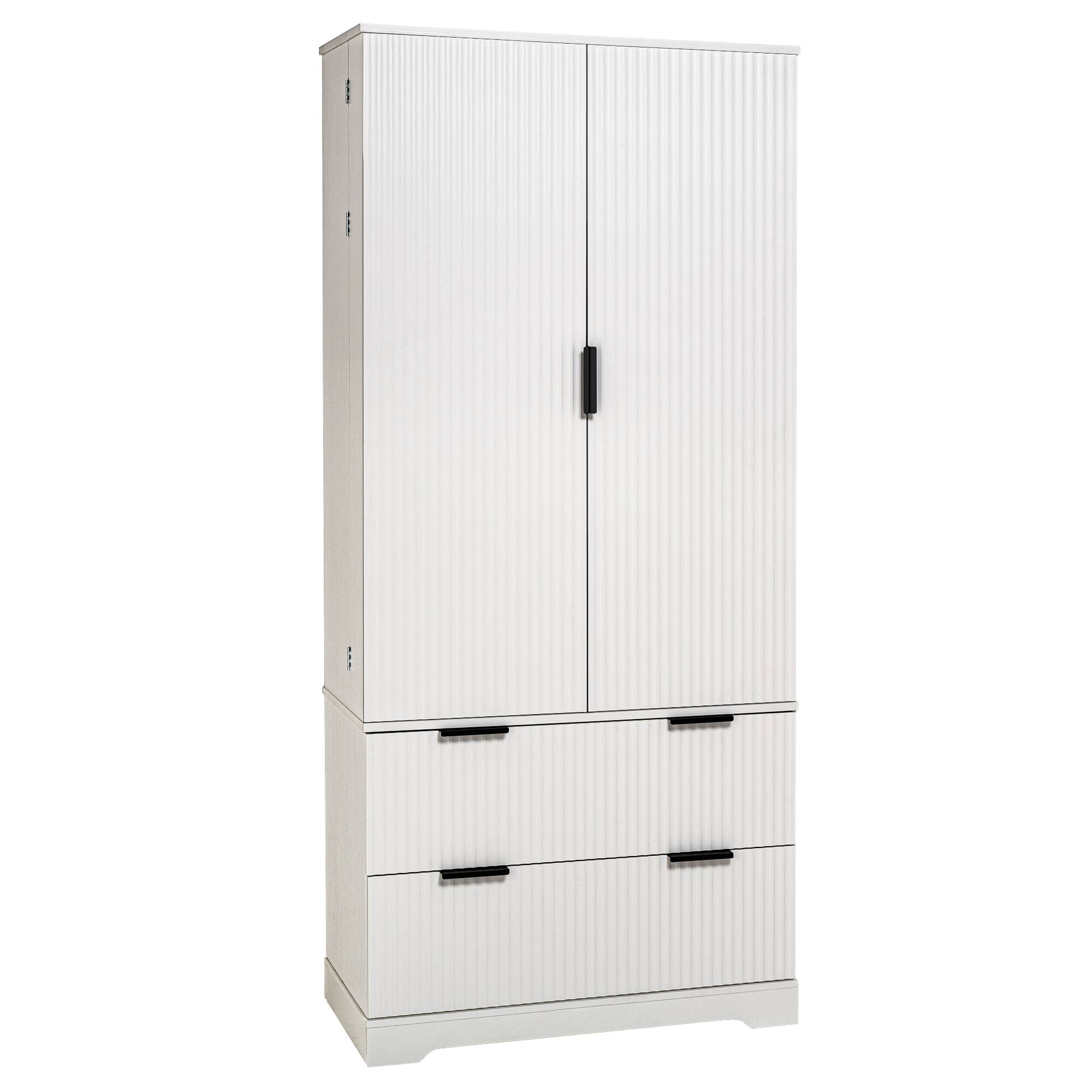 Front. Dexmalle - Dexmalle-72" Modern Fluted Kitchen Storage Cabinet with Spice Rack-White - White.
