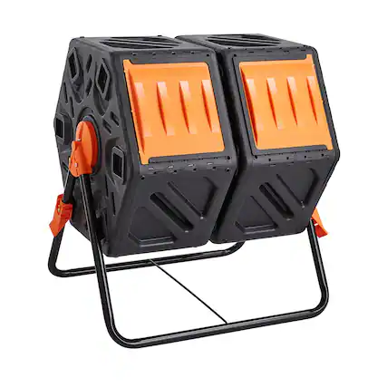 Front. Boyel Living - Compost Bin 37 Gallon Dual Chamber Outdoor Composting Tumbler.