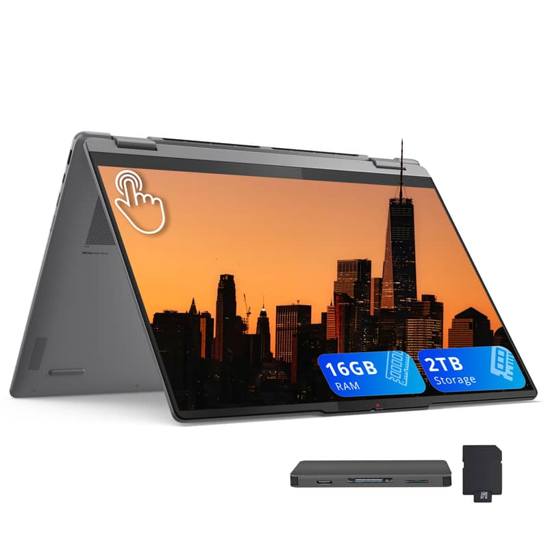 Lenovo - Yoga 7i 16" 2-in-1 Touch,Ultra 7 256V,16GB RAM,1TB SSD+1TB Dock Set,Backlit Keyboard,Fingerprint,Win 11,Grey - Gray