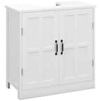 Front. Kleankin - Pedestal Sink Cabinet w/ 2 Doors, Adjustable Shelf & U-Shape Cut-out - White.