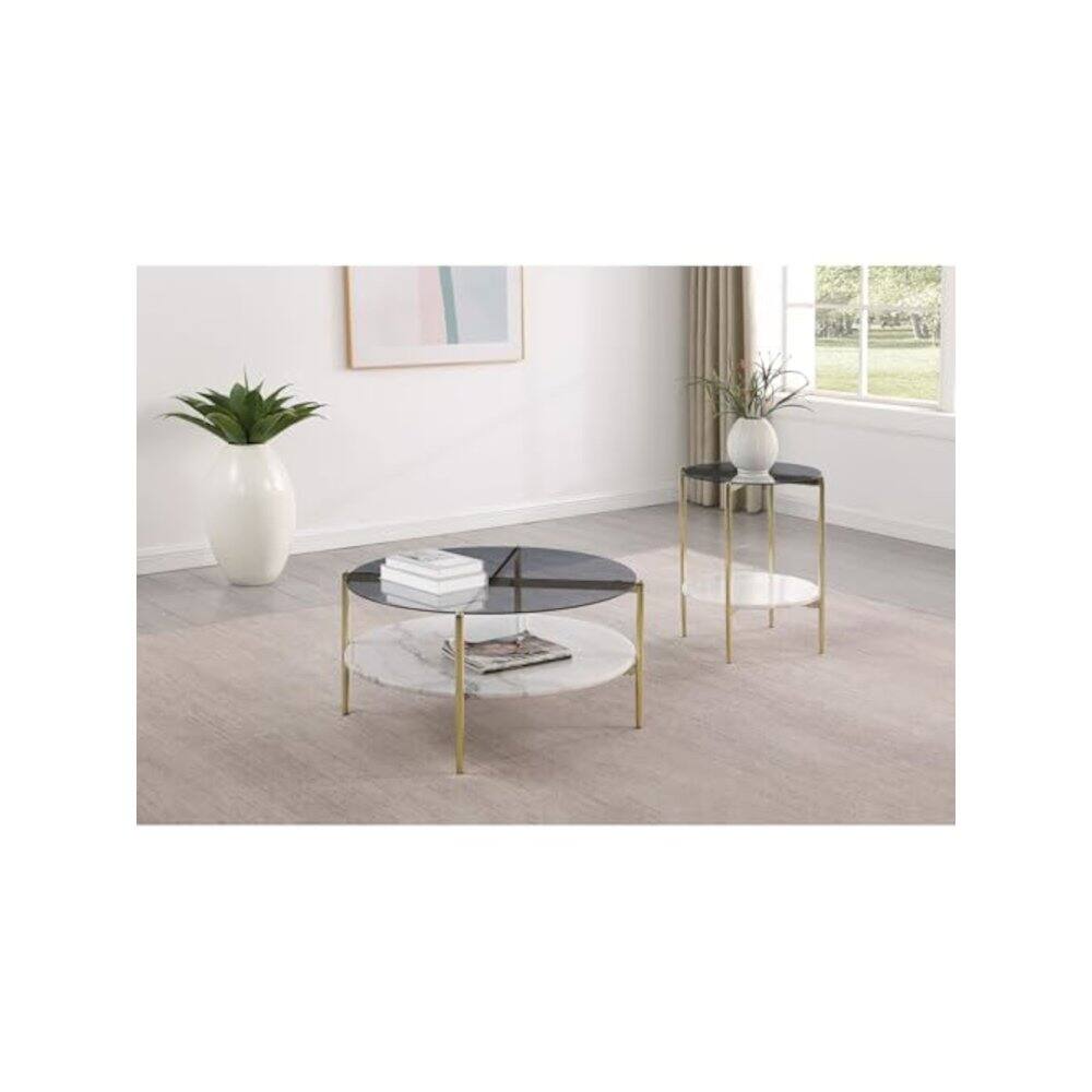 Alt View 1. Coaster Co. of America - Jonelle 2-piece Round Coffee and End Table Set Gold - Grey.