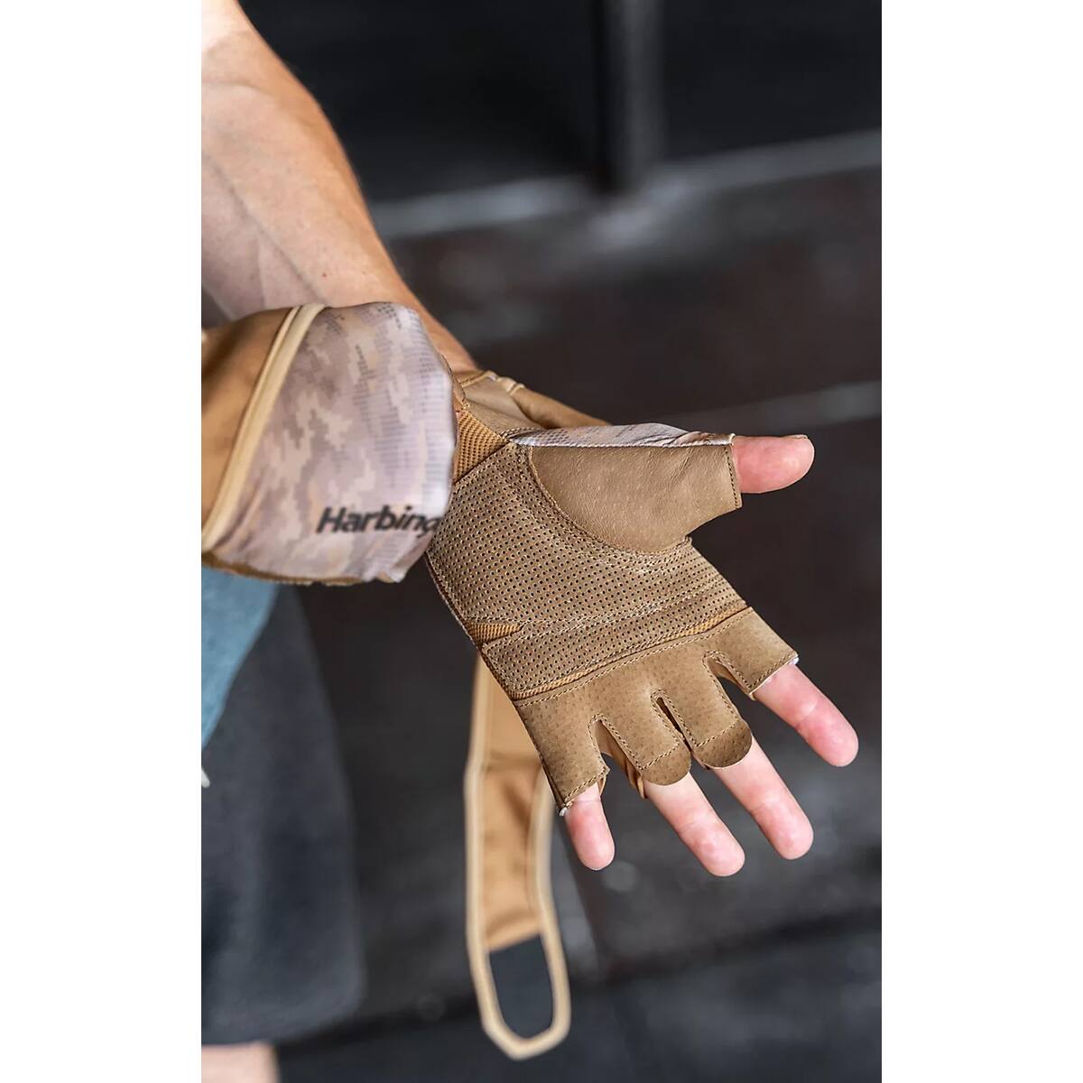 Alt View 2. Harbinger - Harbinger Unisex Pro Wrist Wrap Weight Lifting Gloves - Small - Tan Camo - Tan Camo.