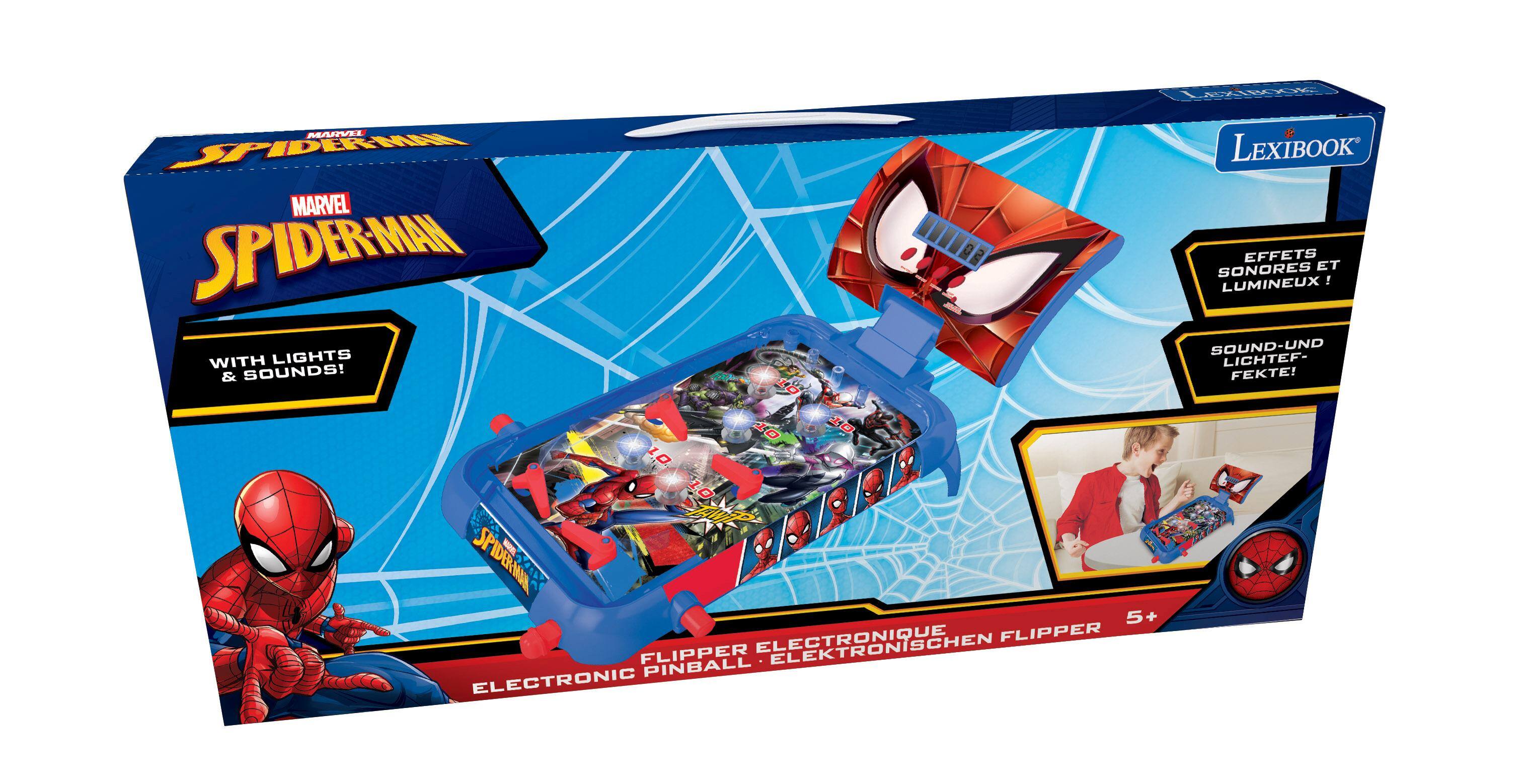 LEXIBOOK MARVEL SPIDERMAN WITH LIGHTS & SOUNDS! 1D 10 10 10 101 I SPIDERMAN L 5+ ELECTRONIQUE FLIPPER FLIPPER PINBALL ELECTRONIC LEXIBOOK EFFETS SONORES ET LUMINEUX! SOUND-UND LICHTEF- FEKTE!