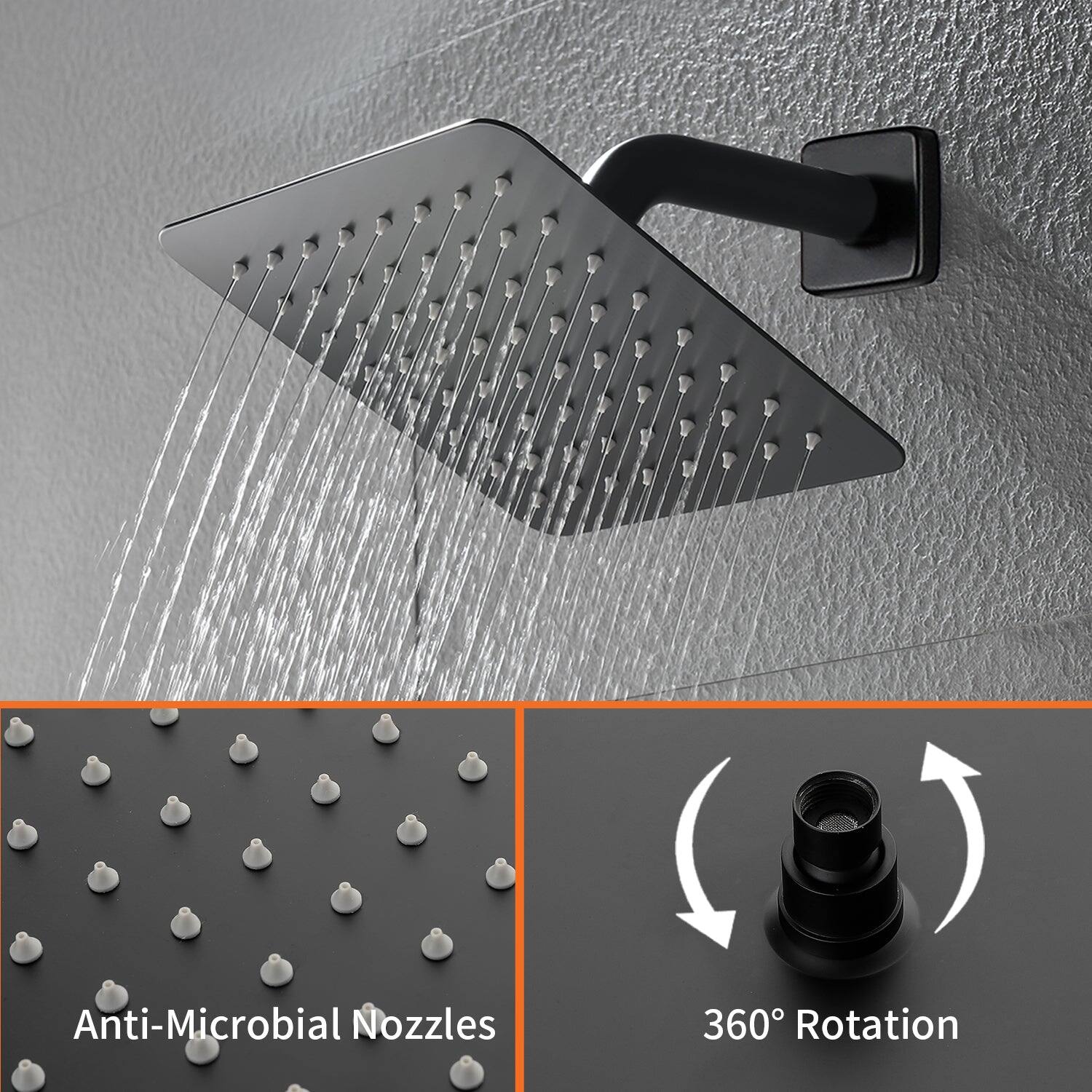 Anti-Microbial Nozzles  
360° Rotation