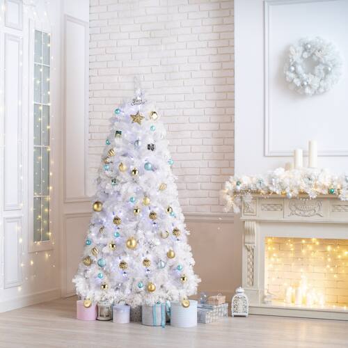 Alt View 5. Winado - 6 FT Artificial Christmas Tree with 300 LED Lights for Holiday Decorations - White.