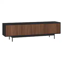Hudson&Canal - Whitman Rectangular Fluted TV Stand for TV's up to 75" - Black Grain/Satin Walnut