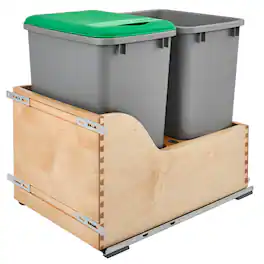 Rev-A-Shelf - Dual Pullout Trash Cans 35 qt. with Soft-close Slides,4WCSC-1835DM-2 - Natural Maple