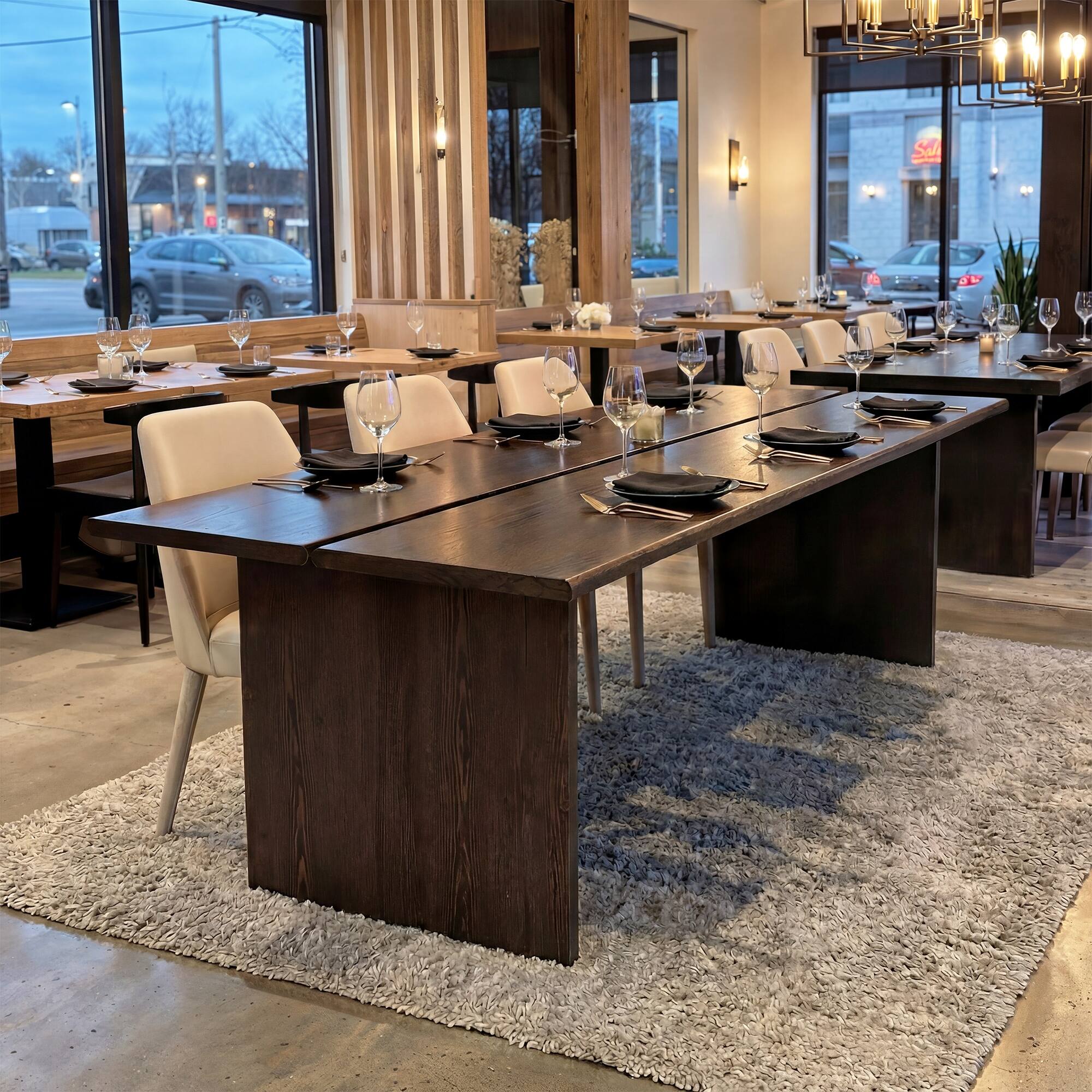 Alt View 8. Homsee - 83.8" Red Oak Veneer Dining & Conference Table – Dark Brown Desk with Cable Management, 330LBS Capacity - Oak.
