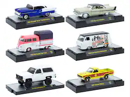 "Auto-Thentics" 6 piece Set Release 99 IN DISPLAY CASES Limited Edition 1/64 Diecast Model Cars by M2 Machines