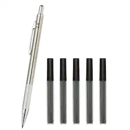 Unique Bargains - Mech Pencil 2.0mm, Lead Holder Metal w/ 5pcs Refills for Drawing, Sketching, Woodworking - Silver