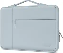 mosiso - 13.3-inch Slim Laptop Sleeve with Handle, Shock-Resistant Bubble Foam, Two Exterior Pockets - Baby Blue