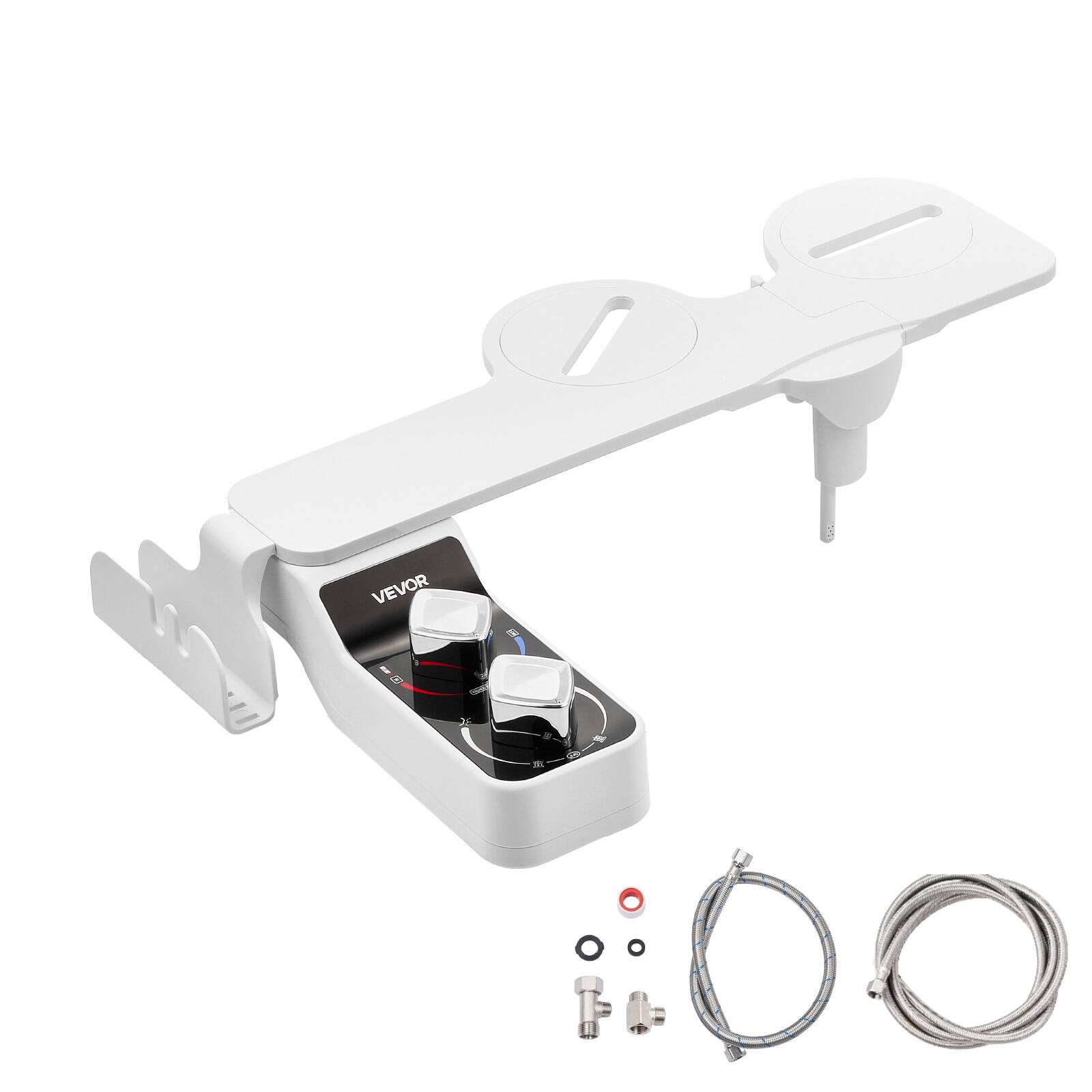 Alt View 5. VEVOR - Bidet Attachment for Toilet, Hot & Cold Non-Electric Water Sprayer - Dual Retractable Nozzles - White.