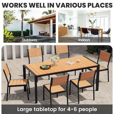 WORKS WELL IN VARIOUS PLACES

Outdoors Indoors

Large tabletop for 4-6 people