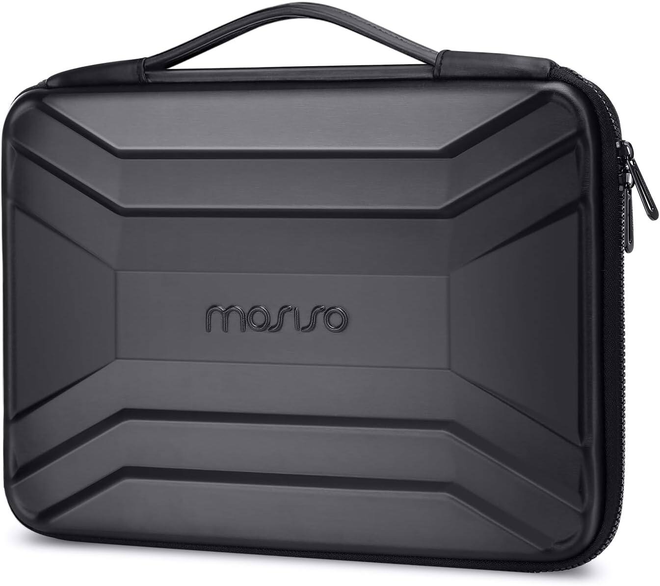 mosiso - Waterproof Laptop Sleeve 13-14 inch EVA Hard Shell Laptop Carrying Case with Handle for MacBook Air Pro 13 14 HP Dell - Black