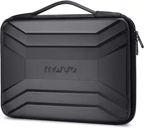 Front. mosiso - Waterproof Laptop Sleeve 13-14 inch EVA Hard Shell Laptop Carrying Case with Handle for MacBook Air Pro 13 14 HP Dell - Black.