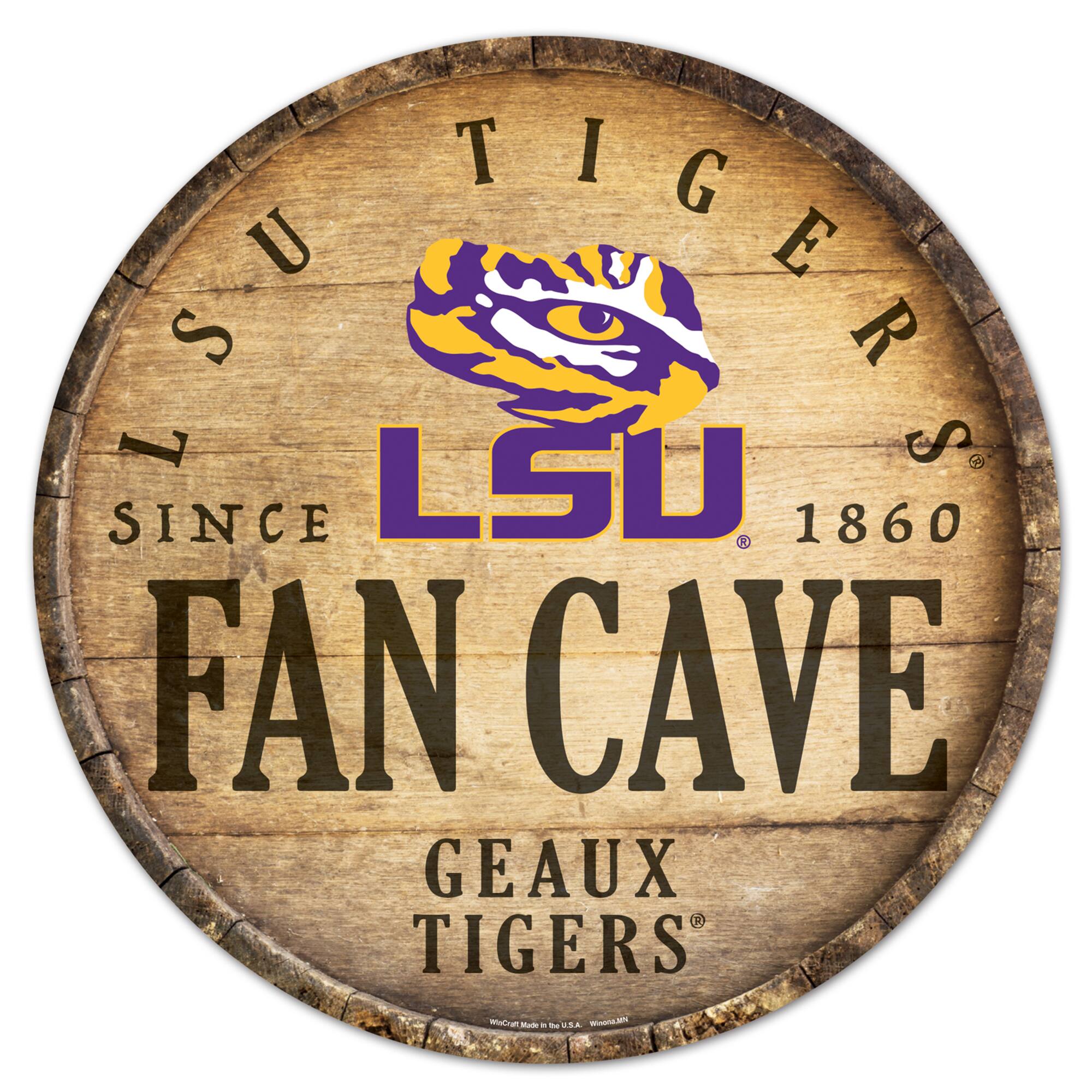 LSU Tigers 14'' Circular Wood Sign