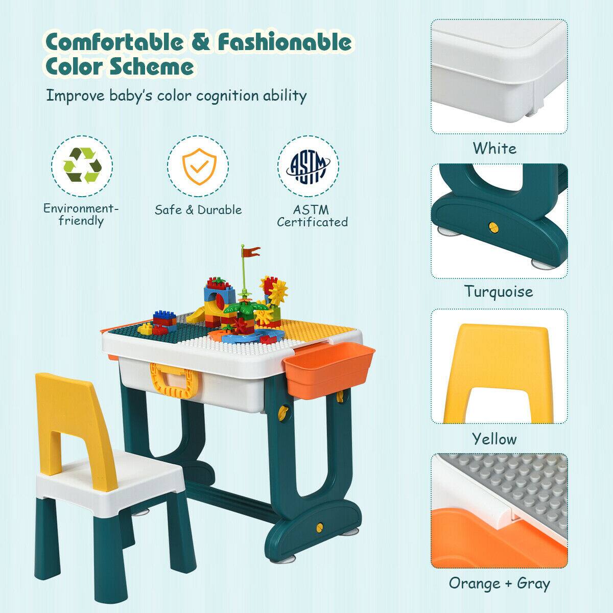 Comfortable & Fashionable Color Scheme  
Improve baby's color cognition ability  

Environment-friendly  
Safe & Durable  
ASTM Certified  

White  
Turquoise  
Yellow  
Orange + Gray