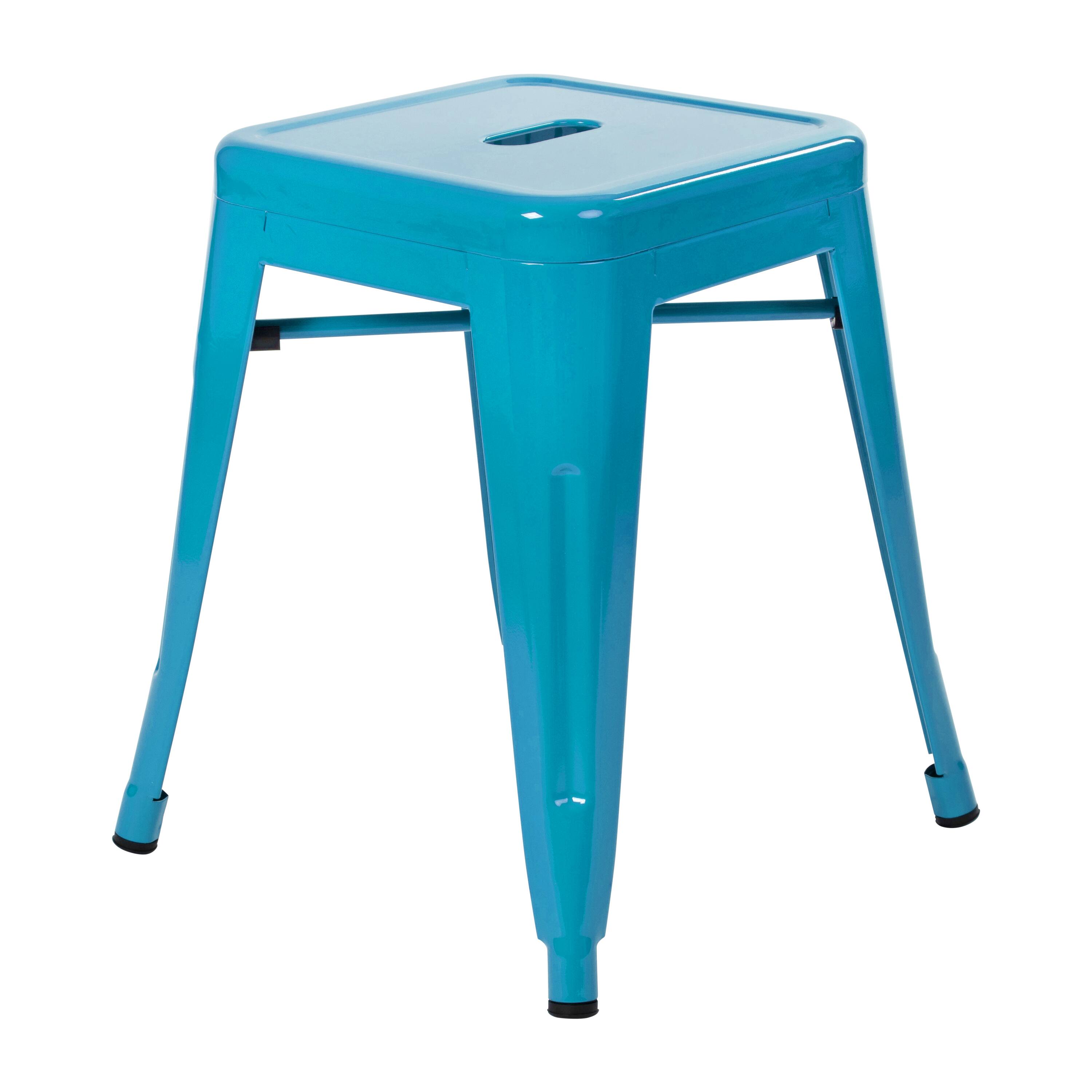 Alt View 9. Emma + Oliver - 18 Inch Table Height Indoor Stackable Metal Dining Stool-Set of 4 - Teal.