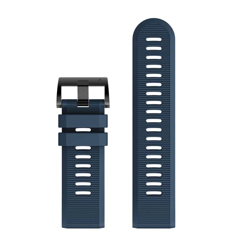 Left. StrapsCo - Endurance Band QuickFit 26 Silicone Rubber Watch Strap For Garmin Epix Pro – 51mm - Midnight Blue.