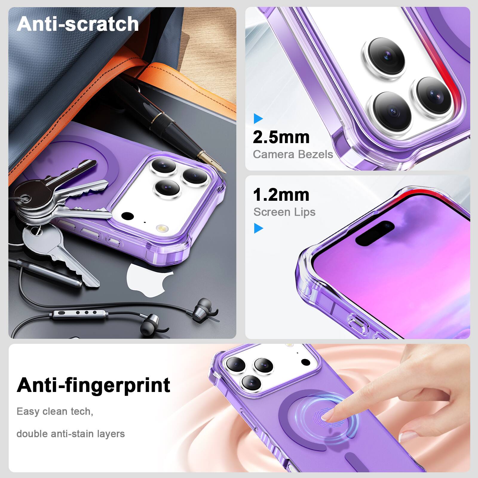 Anti-scratch

2.5mm Camera Bezels

1.2mm Screen Lips

Anti-fingerprint
Easy clean tech, double anti-stain layers