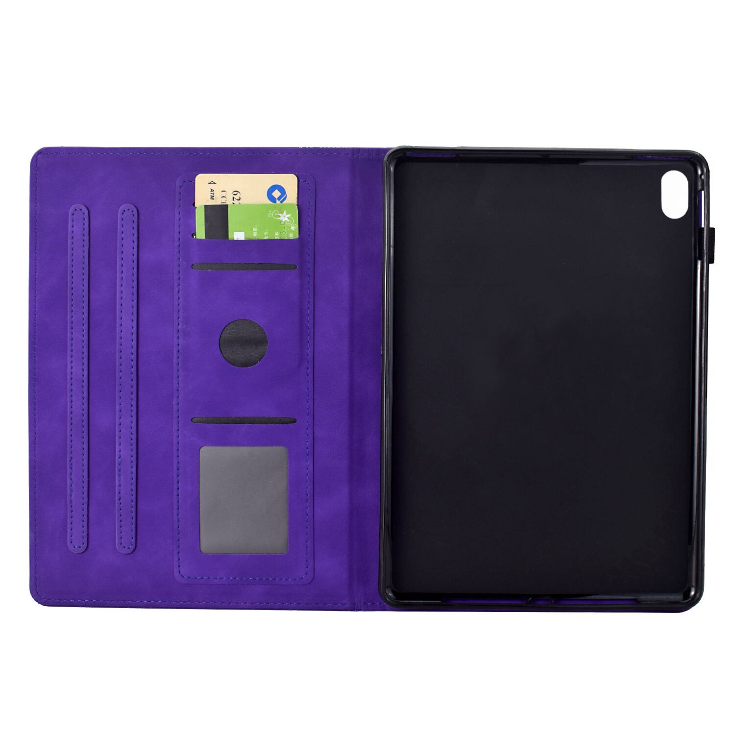 Back. Dteck - Shockproof Folio Case for Apple iPad (10th Generation) 10.9" 2022 with Smart Sleep Wake, PU Leather Stand Wallet Cover - Purple.