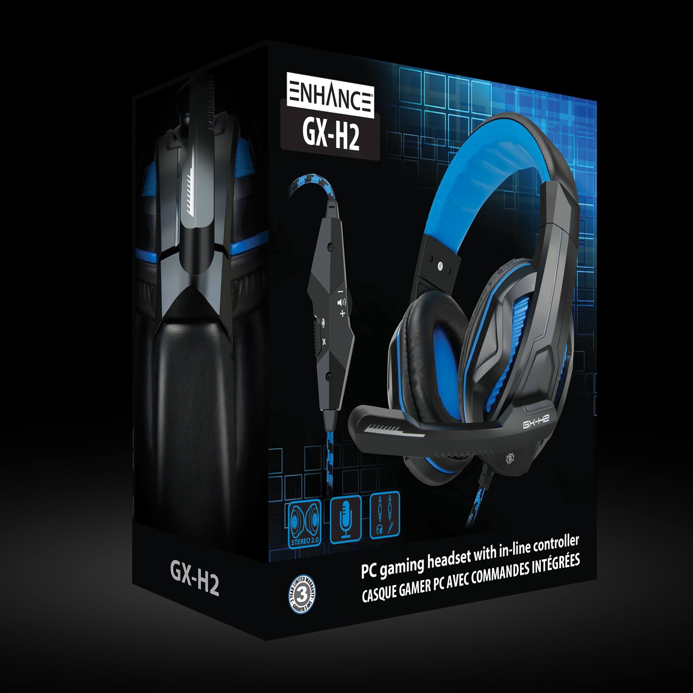 ENHANCE GX-H2 BH-H2 GX-H2 STEREO 2.8 U OEKS ZVI 3 BAND S with in-line controller gaming headset INTGRES PC COMMANDES GAMER PC AVEC CASQUE