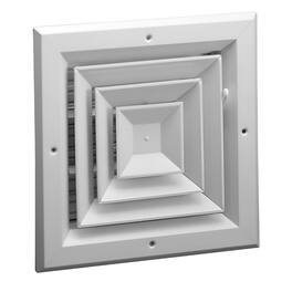 Hart & Cooley - 10x10 Aluminum 4-Way Ceiling Diffuser, Multi-Shutter Damper, White