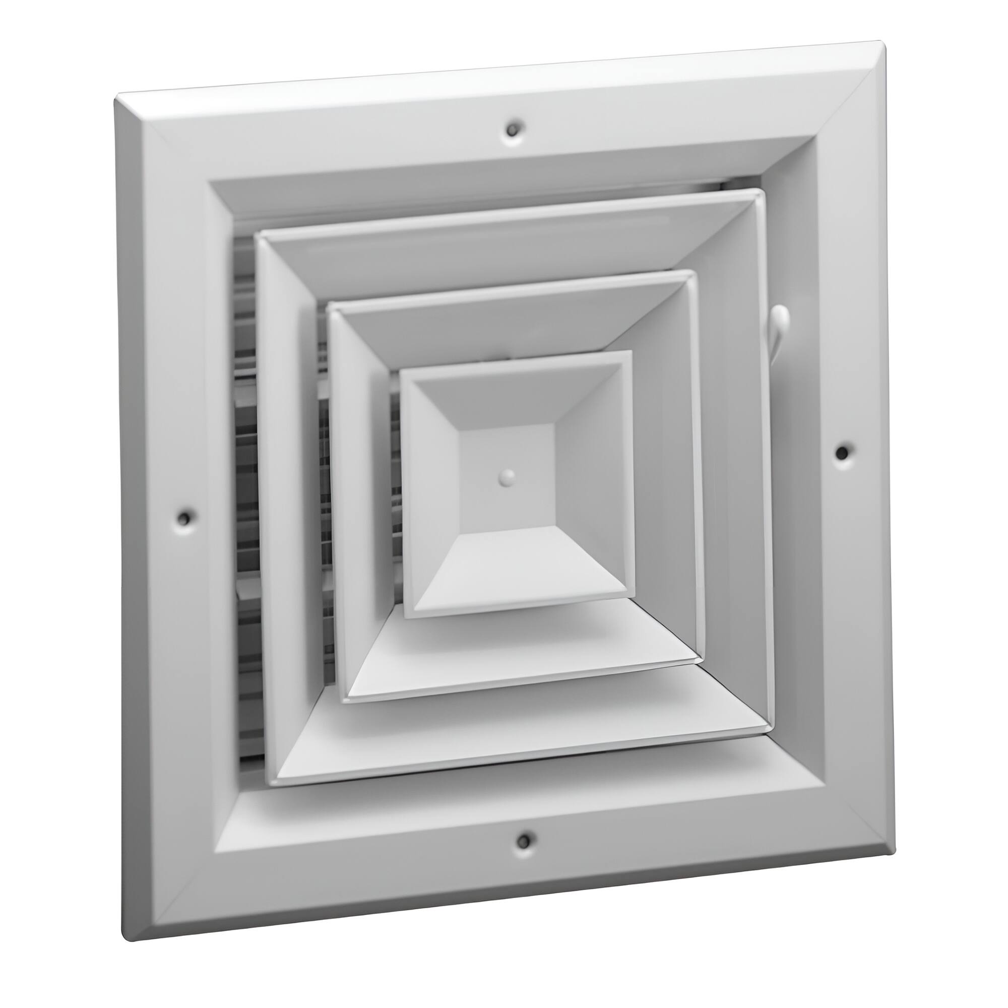 Front. Hart & Cooley - Hart & Cooley 10x10 Aluminum 4-Way Ceiling Diffuser, Multi-Shutter Damper, White.