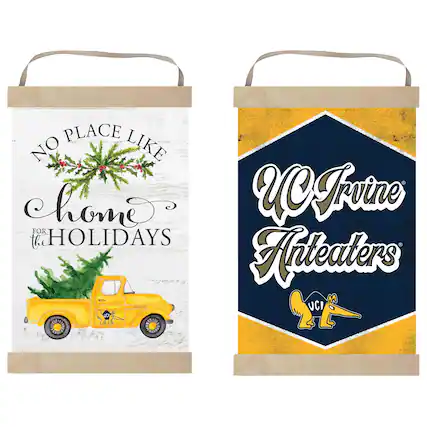**Left Bag:**
- NO PLACE LIKE
- home
- FOR THE HOLIDAYS
**Right Bag:**
- UC Irvine
- Anteaters
