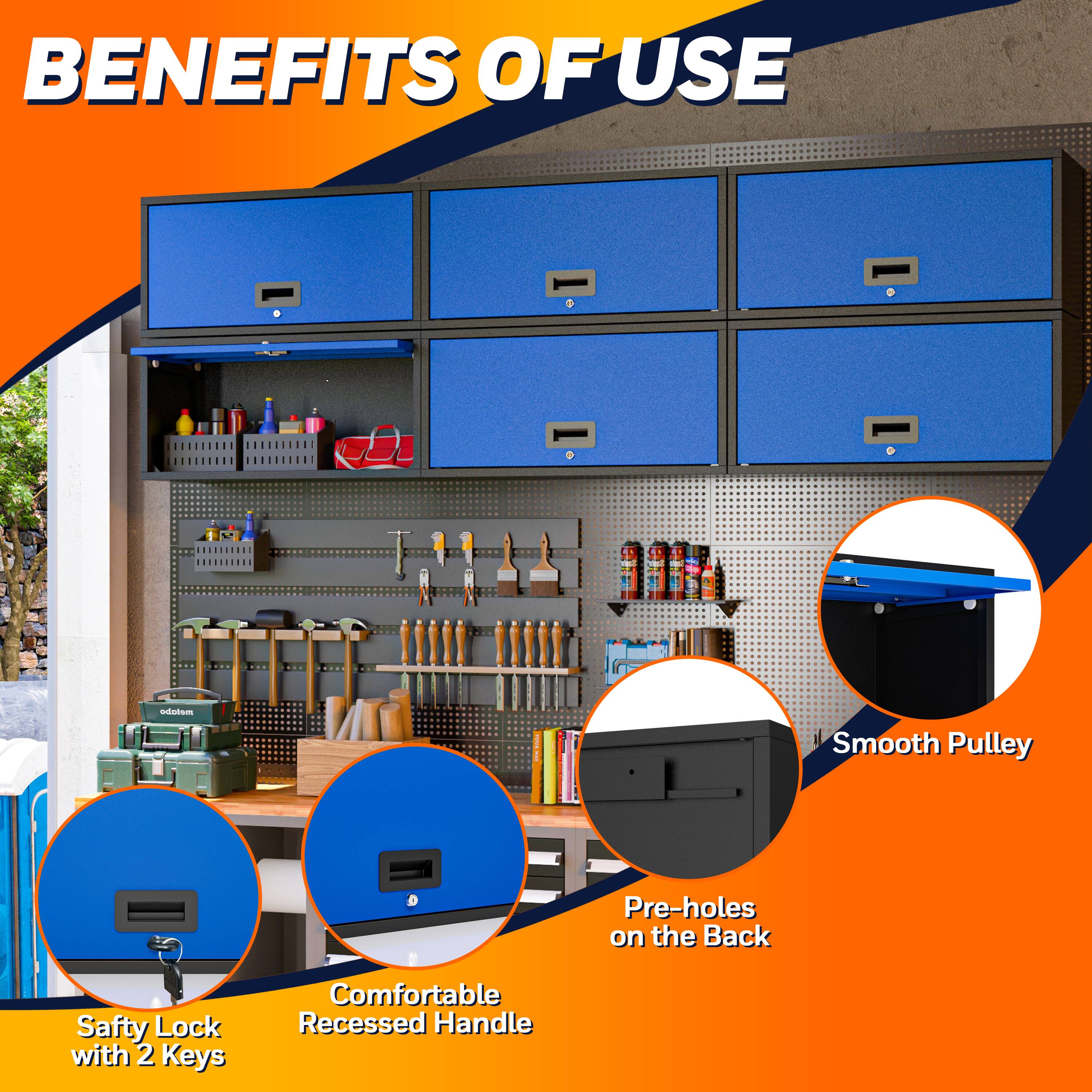 BENEFITS OF USE

- Safety Lock with 2 Keys
- Comfortable Recessed Handle
- Pre-holes on the Back
- Smooth Pulley