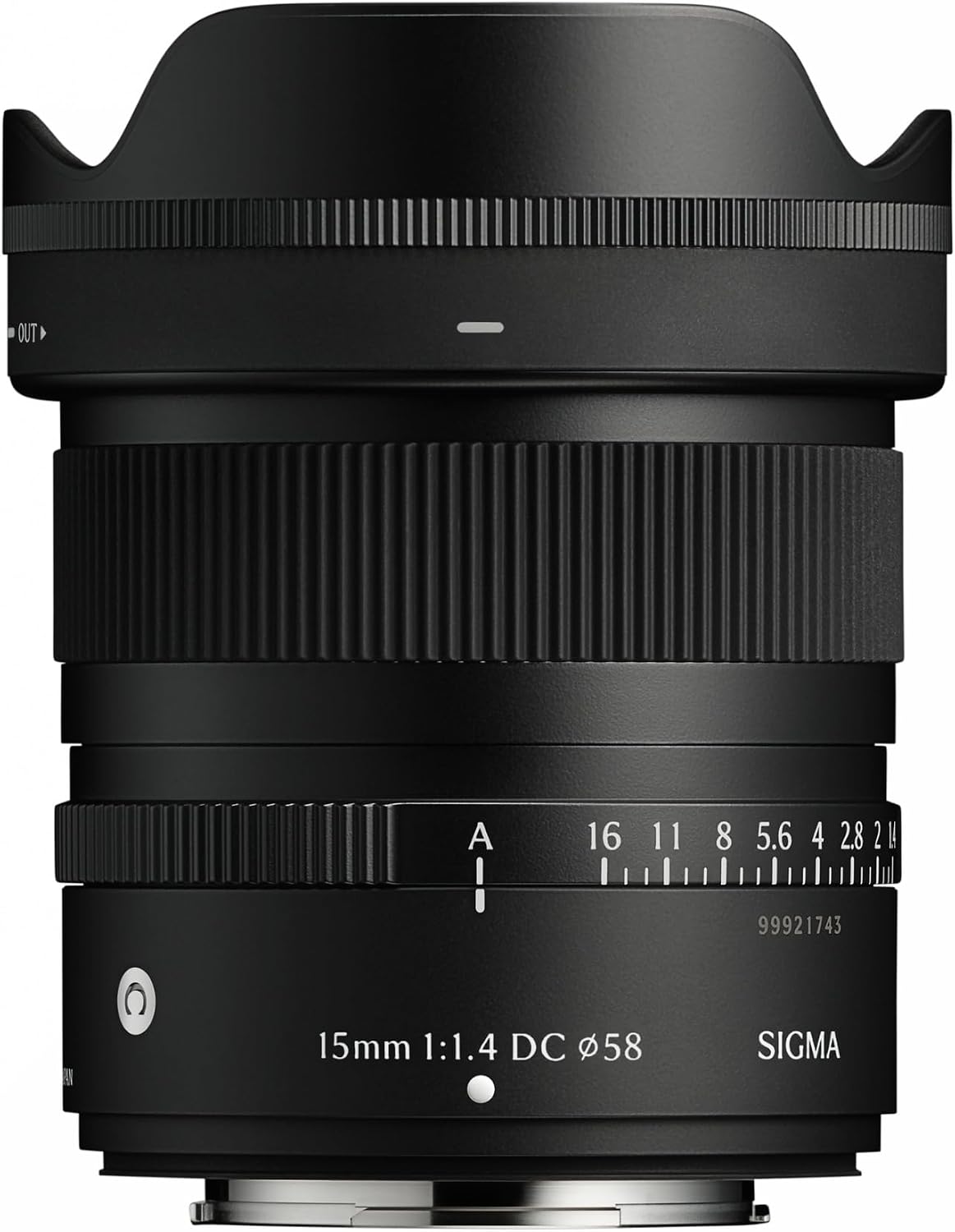 OUT A I 16 11 8 5.6 4 2.8 21 2 I 99921743 C 15mm 1:1.4 DC φ58 SIGMA