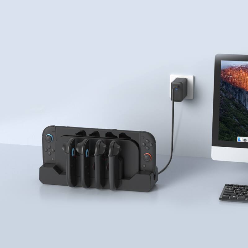 Alt View 3. Cluzine - Switch 2 Joy-Con 4-in-1 Charging Dock Game Card Storage Charging Station.