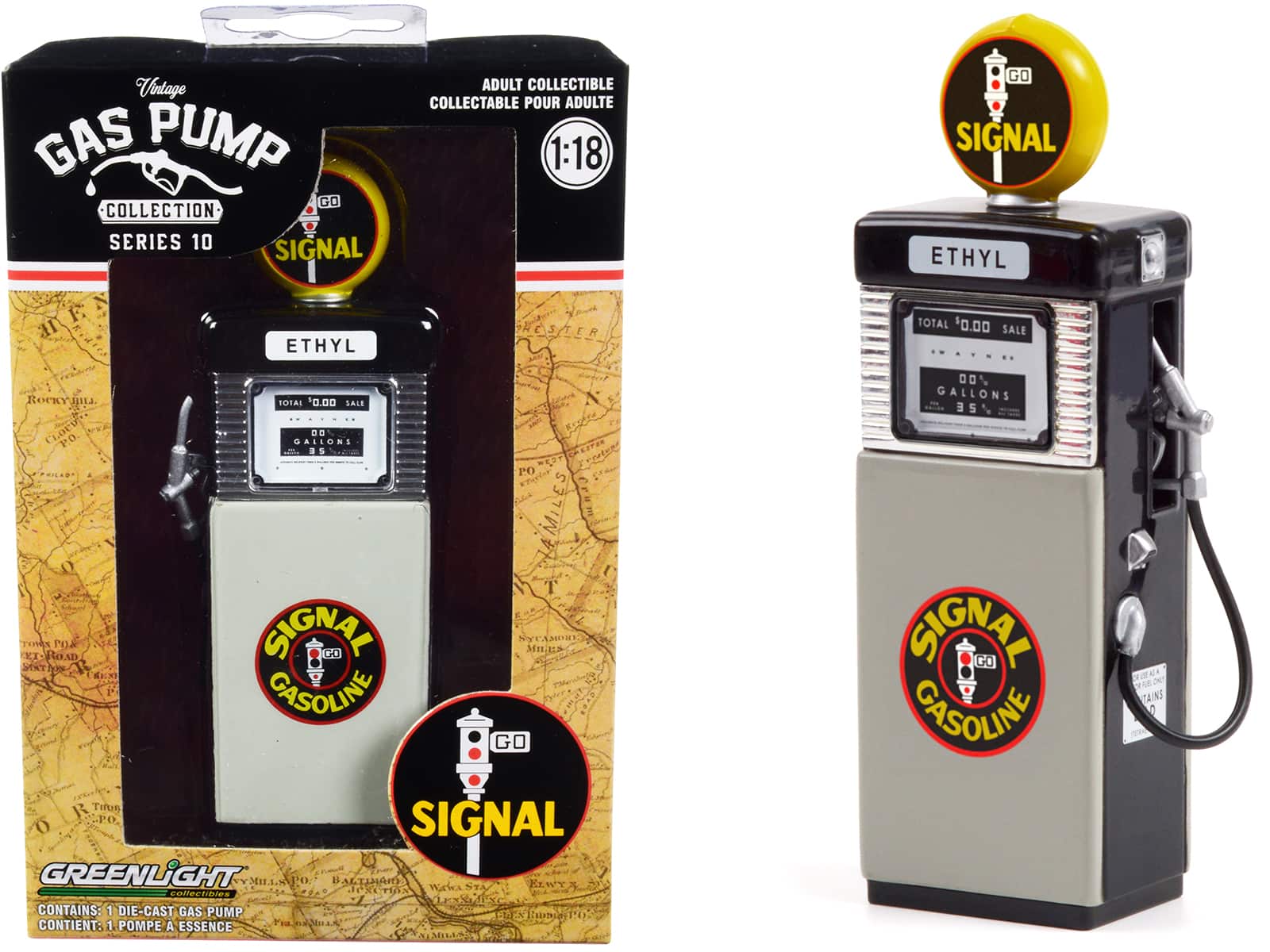 "1951 Wayne 505 Gas Pump ""Signal Gasoline"" Black and Gray ""Vintage Gas Pumps"" Series 10 1/18 Diecast Model by Greenlight" price history on PriceWatchPro