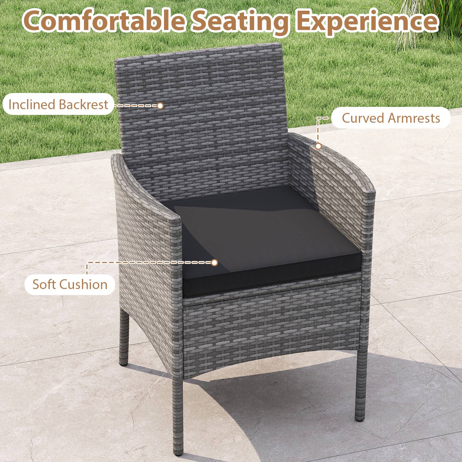 Comfortable Seating Experience: Inclined Backrest, Curved Armrests, Soft Cushion