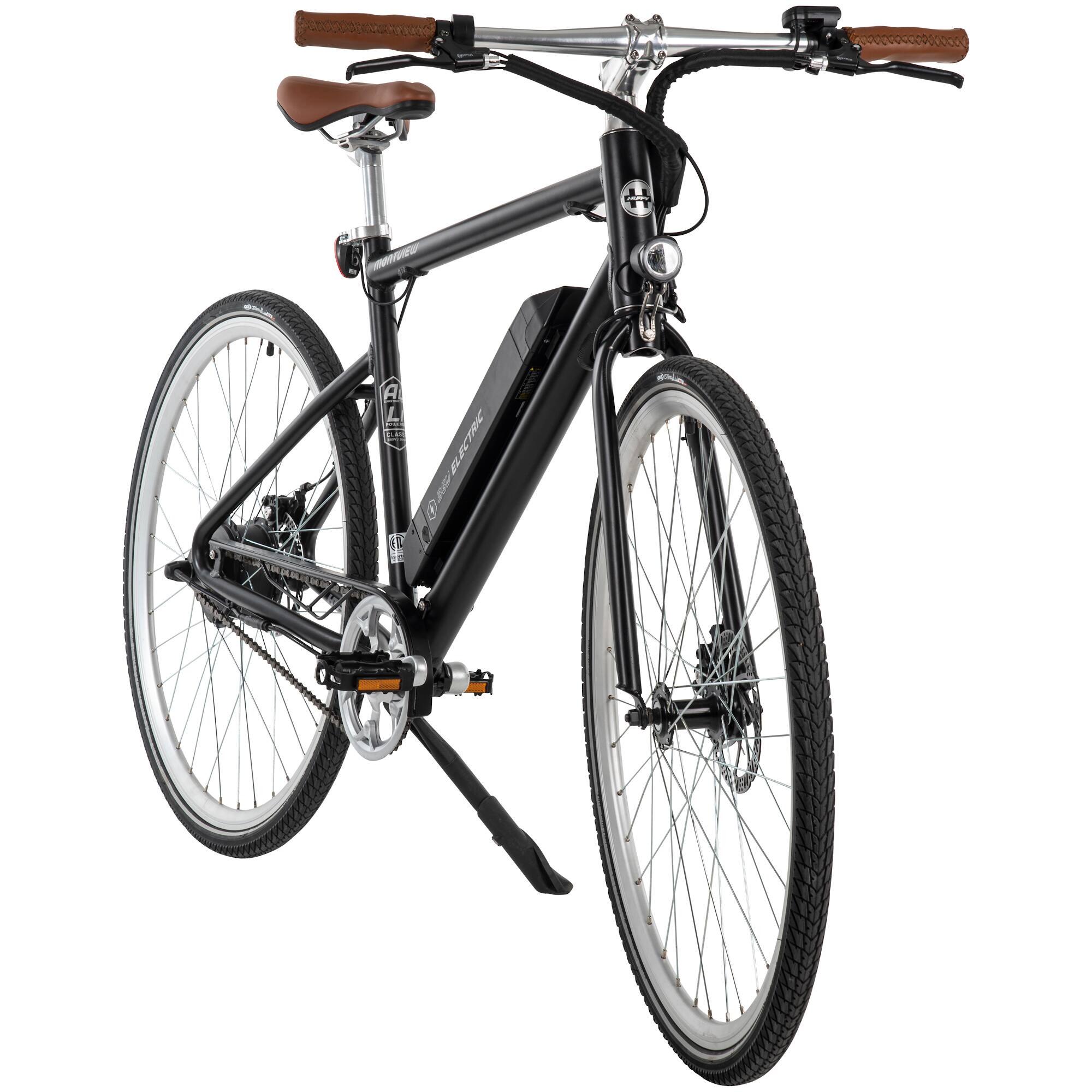 Front. Huffy - Mountview Men’s 700c ebike w/ 25mi Max Operating Range & 20 mph Max Speed - Matt Black.