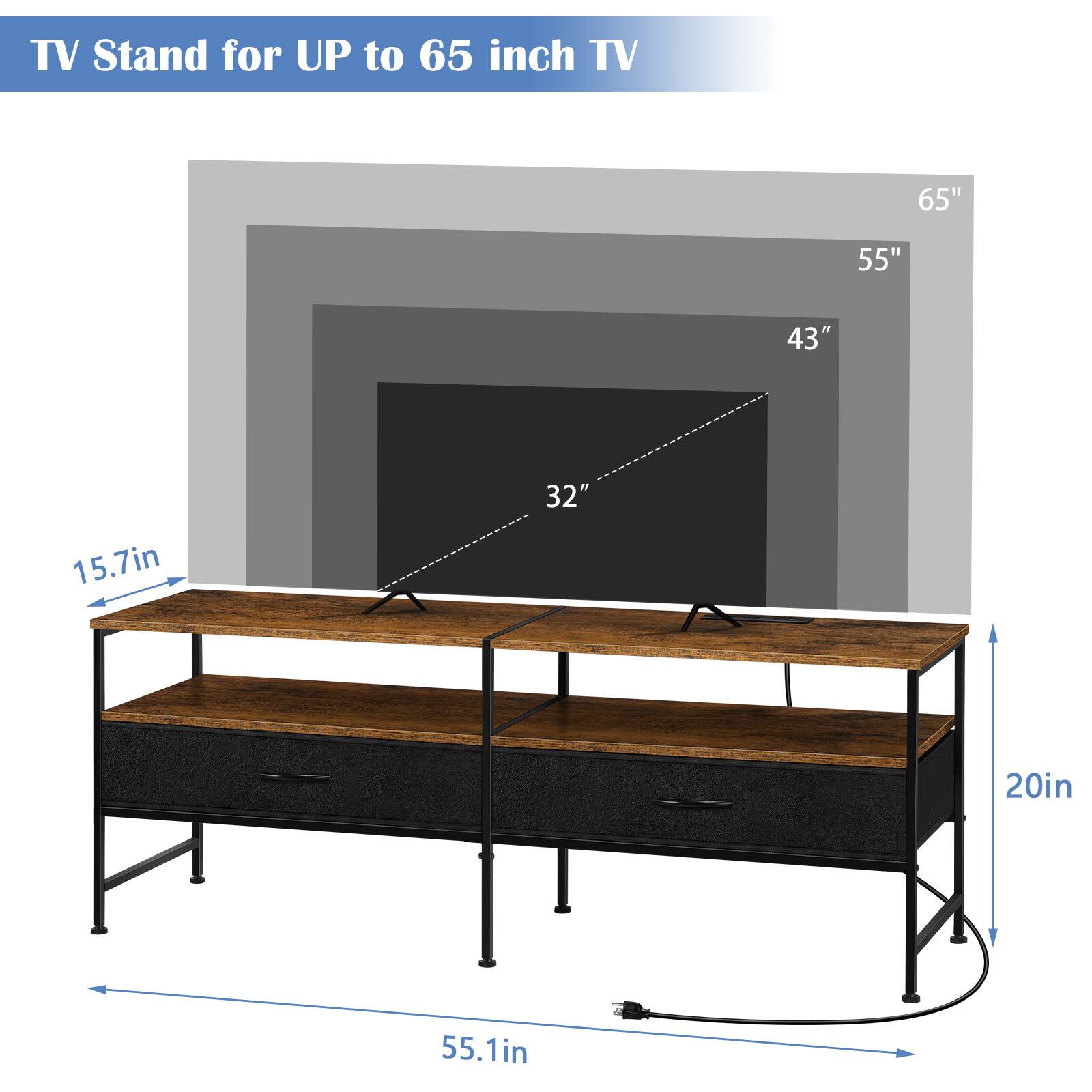 TV Stand for UP to 65 inch TV

65" 55" 43" 32" 15.7in 20in 55.1in