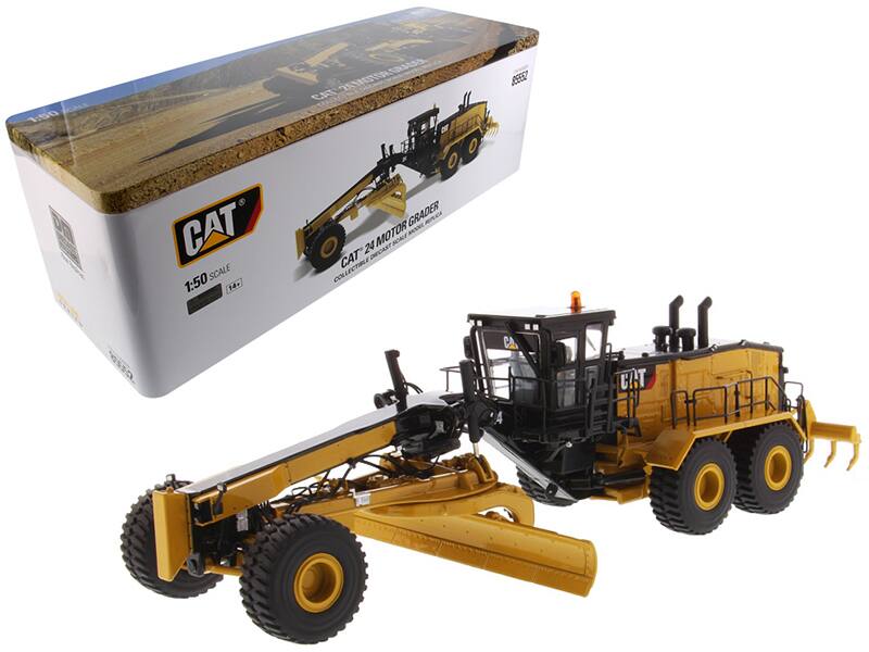 CAT Caterpillar 24 Motor Grader with Operator High Line Series 1/50 Diecast Model by Diecast Masters - Yellow