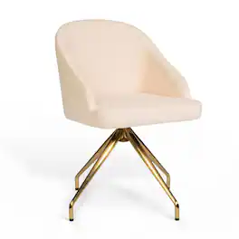 Martha Stewart - Sora Upholstered Stationary Swivel Home Office Chair - Conch Shell Fabric/Polished Brass Frame